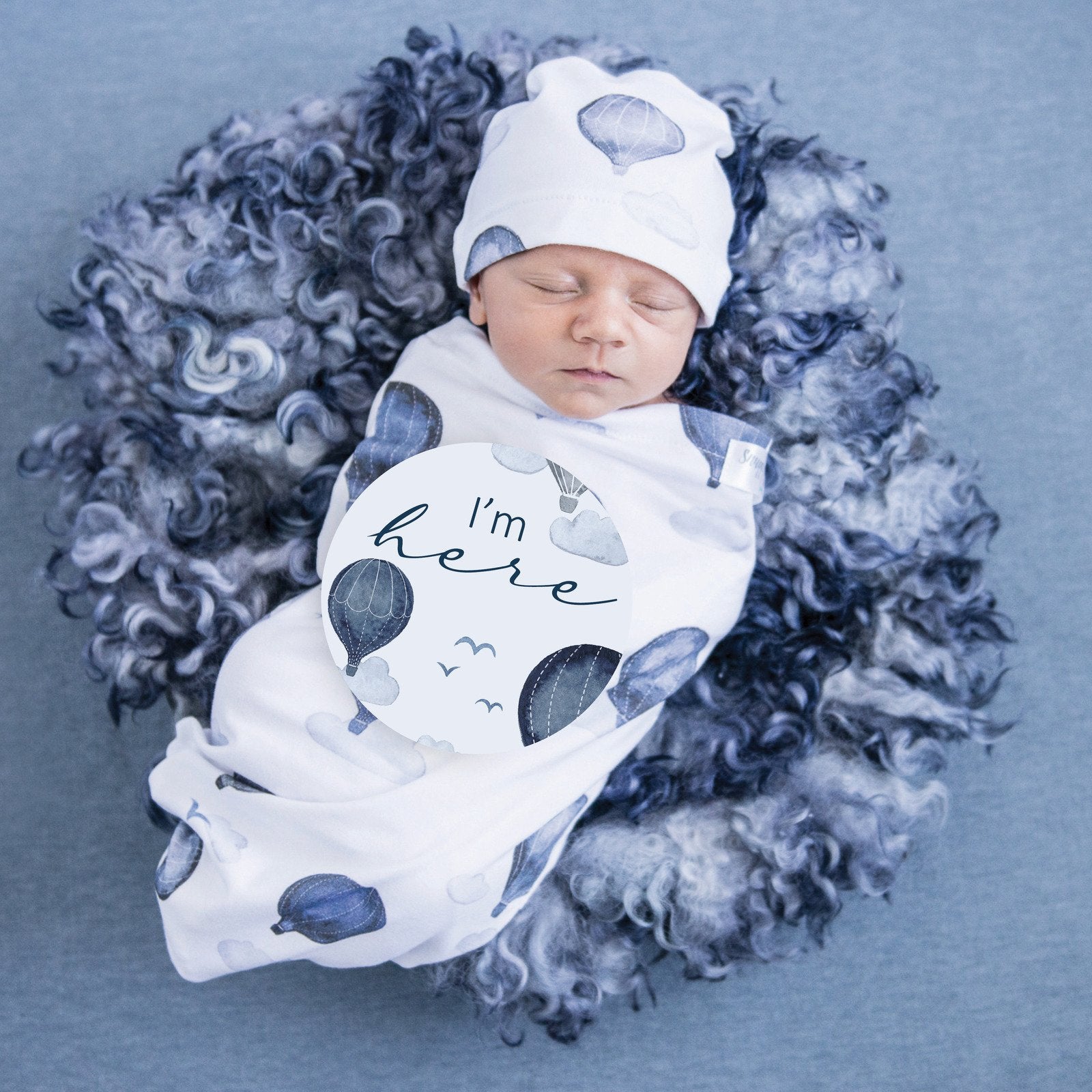 Reversible Baby Milestone Cards Cloud Chaser & Indigo - MyLullaby