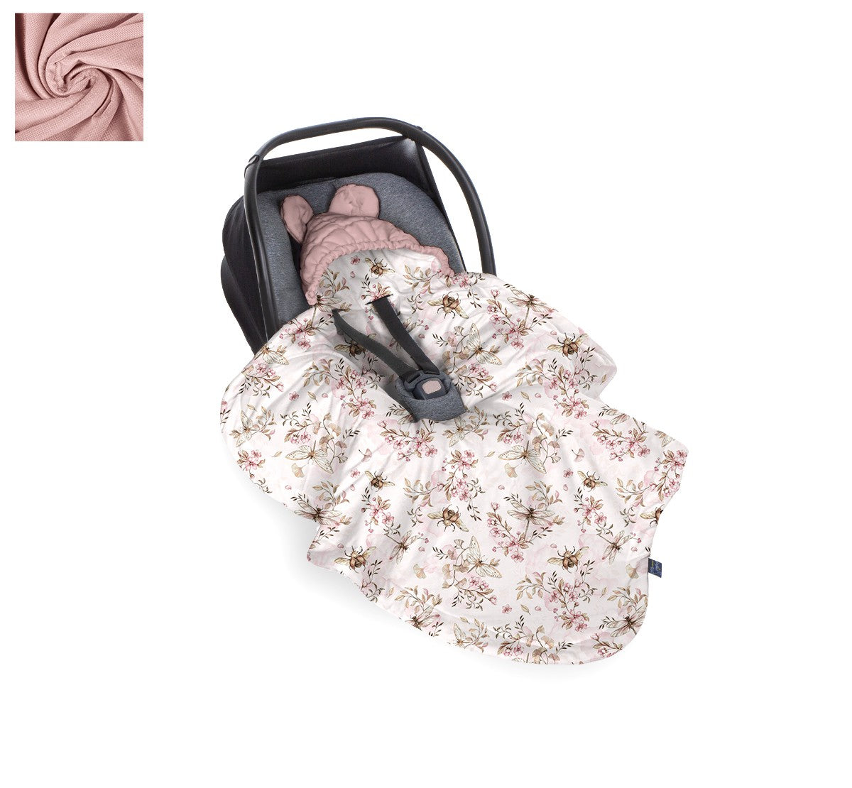 BabySteps Car Seat Blanket (Cherry Light/Sepia Rose)