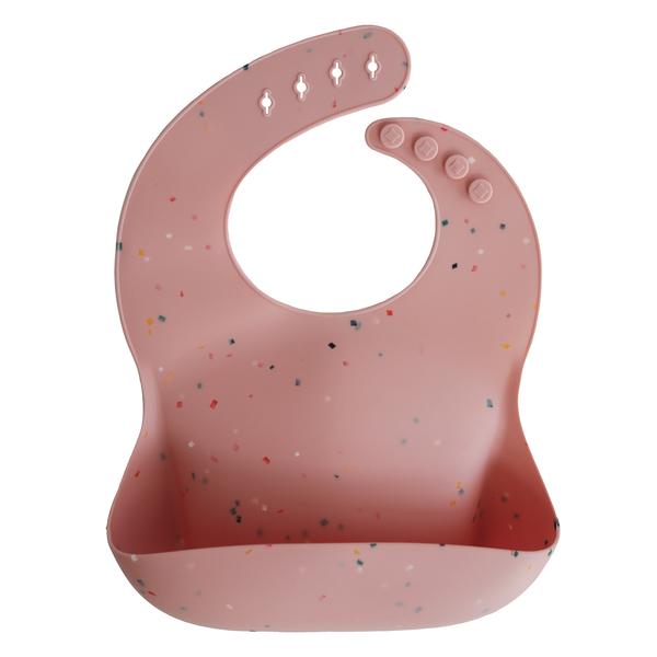 Mushie Silicone Bib (Powder Pink Confetti)