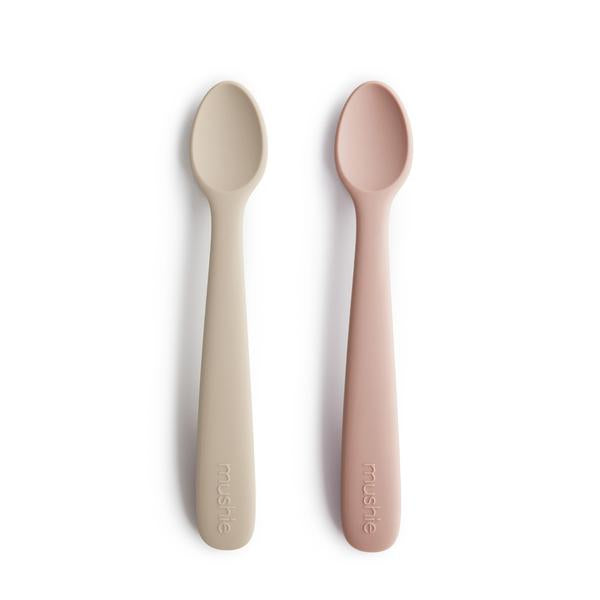 Mushie Silicone Feeding Spoons (Blush/Shifting Sand) 2-Pack