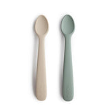 Mushie Silicone Feeding Spoons (Cambridge Blue/Shifting Sand) 2-Pack