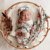 Snuggle Hunny Kids Jersey Cotton Swaddle Blanket and Headband Baby Set (Florence)