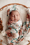 Snuggle Hunny Kids Jersey Cotton Swaddle Blanket and Headband Baby Set (Florence)