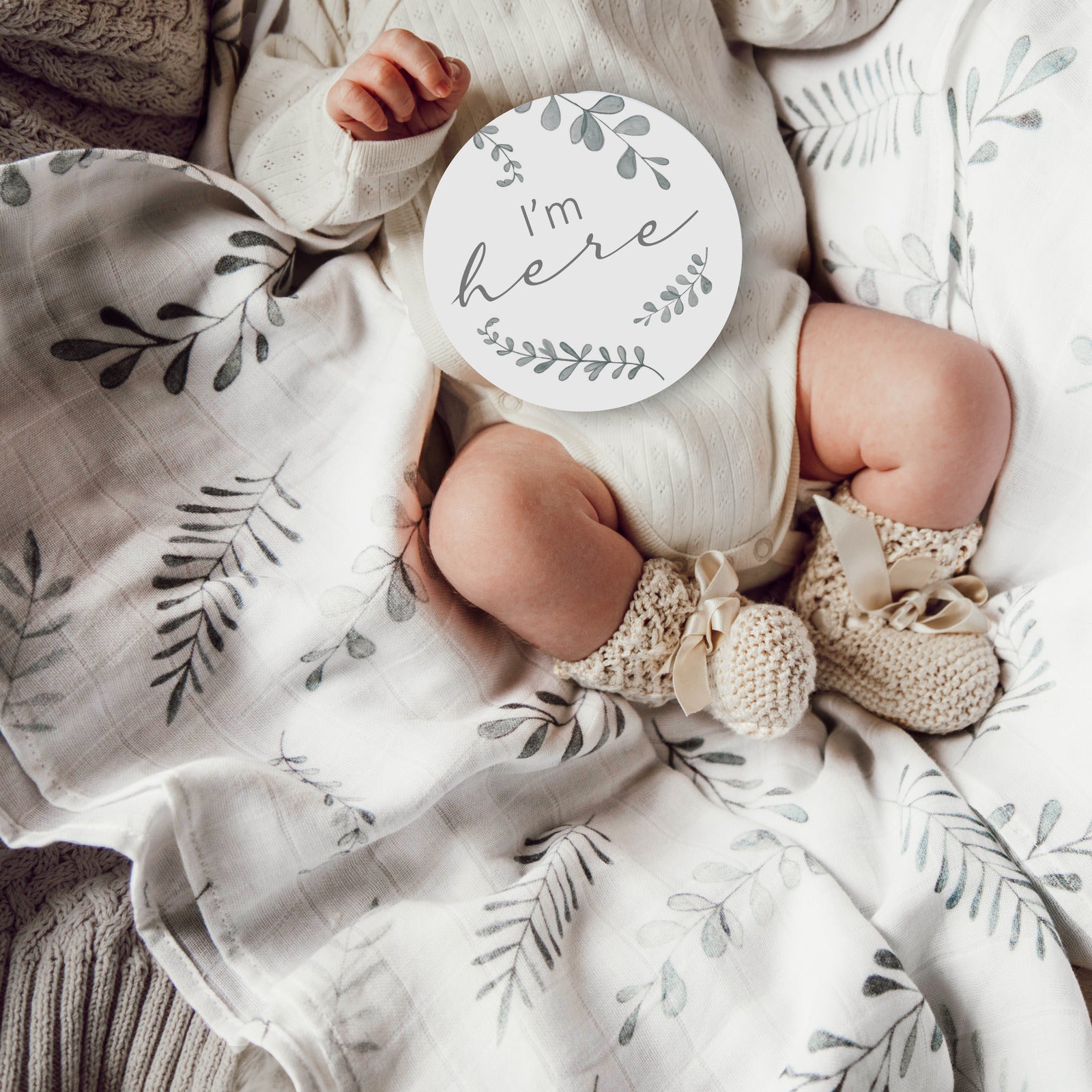 Snuggle Hunny Kids Reversible Baby Milestone Cards (Wild Fern & Grey)